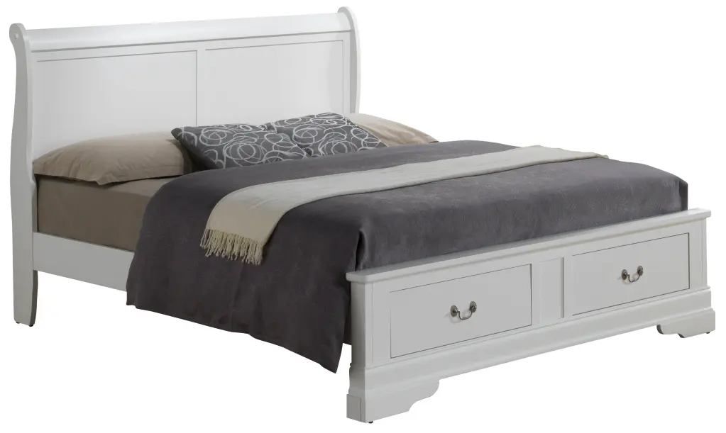 Elegant Full Bed Storage White Particle Board Modern Bedroom Furniture glory furniture