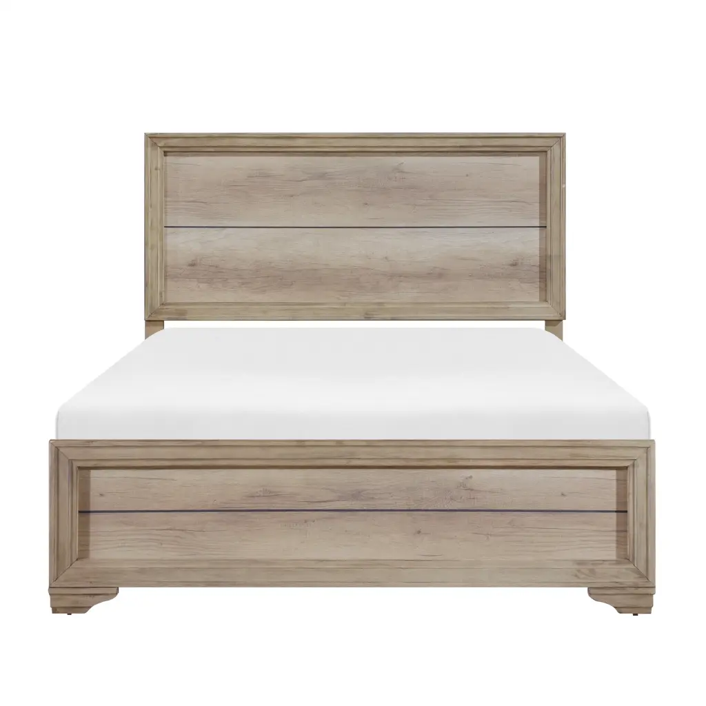 Contemporary Natural Finish Full Size Bed Luxury Melamine Board Frame kanepe