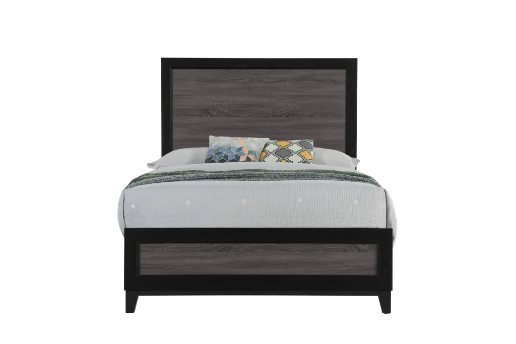 Soluto Grey and Black Full Bed Solid Timber MDF luxe modern furniture