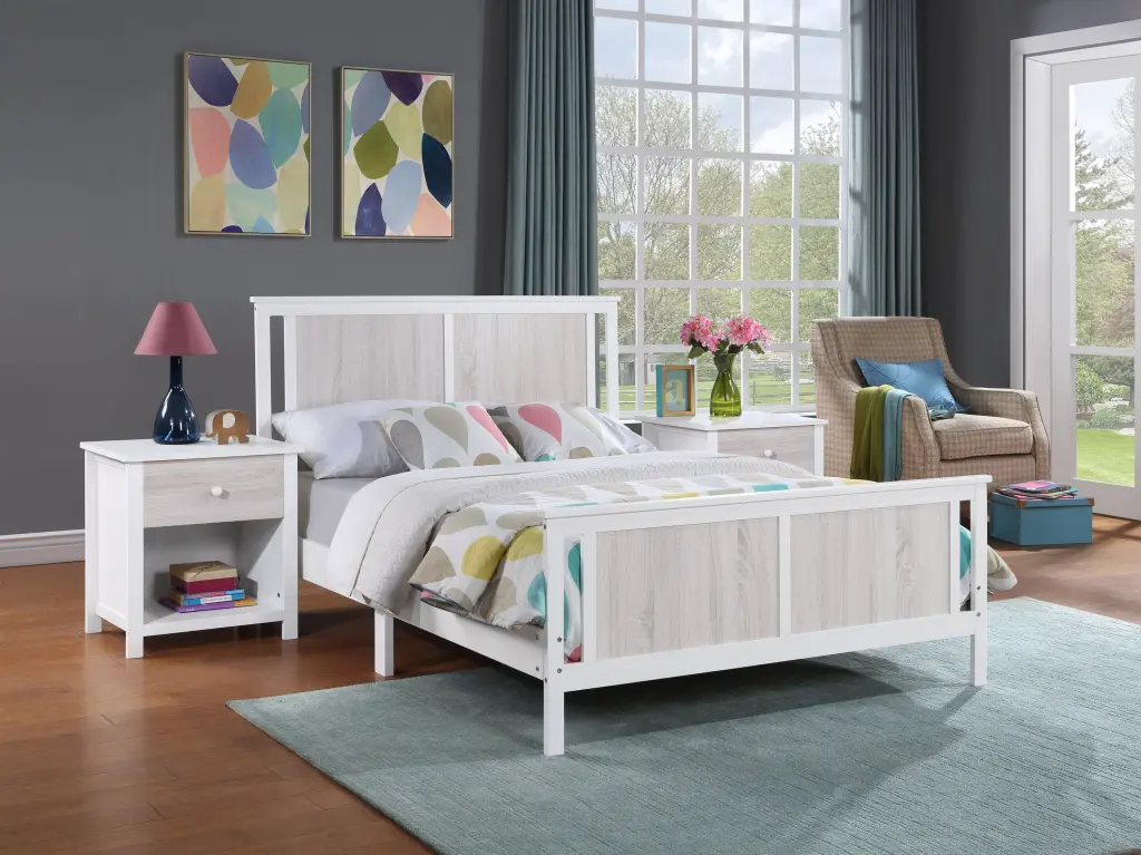 Connelly Full Bed White Rockport Gray Solid Timber simple living