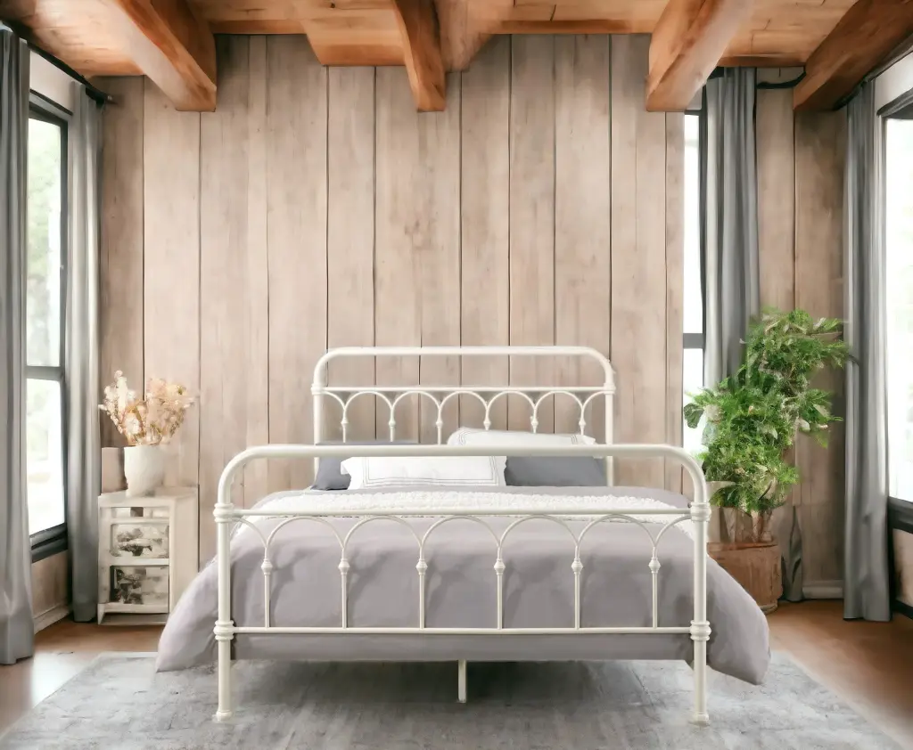 Citron White Finish Full Bed White Metallic Bedroom Furniture urban nest