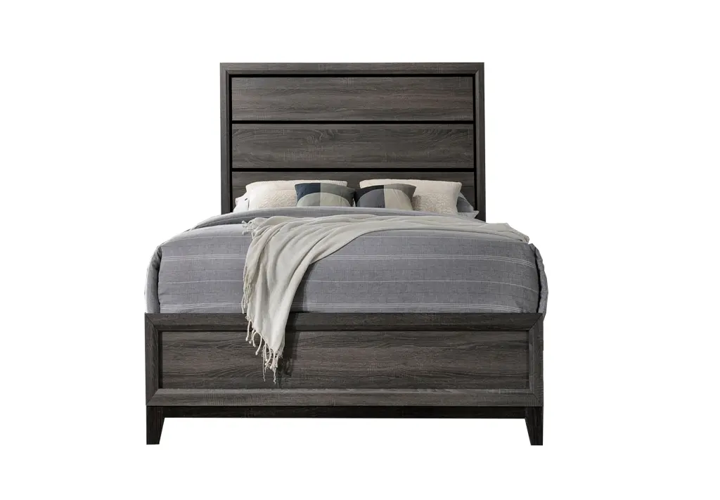 Full Size Contemporary Gray Wood Bed Box Spring Required galaxy home furnishings