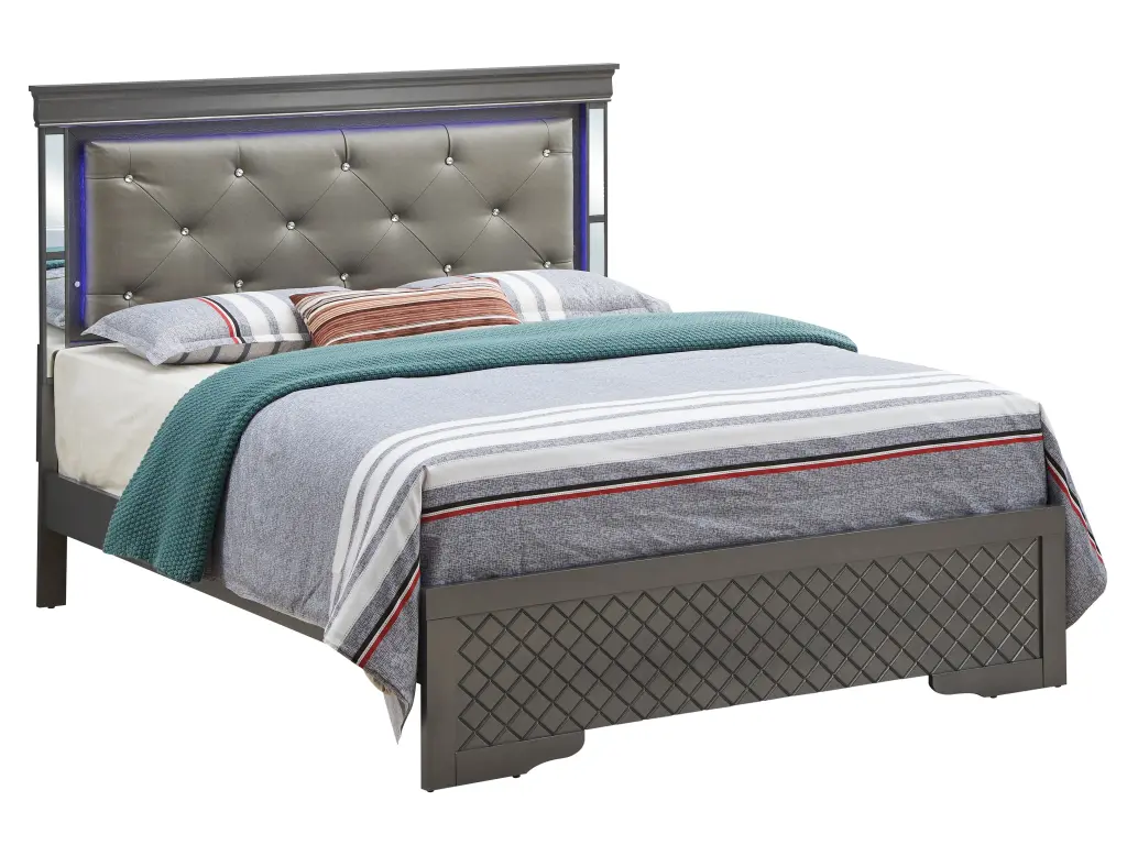 Verona G6702C Fb3 Full Bed Metallic Black Black Particle Board glory furniture