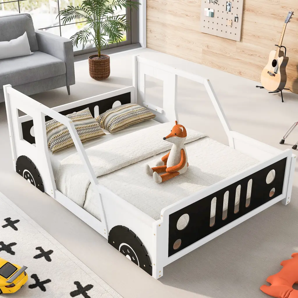 Full Size Timeless Platform Bed Wheels - White Pine Design wm store