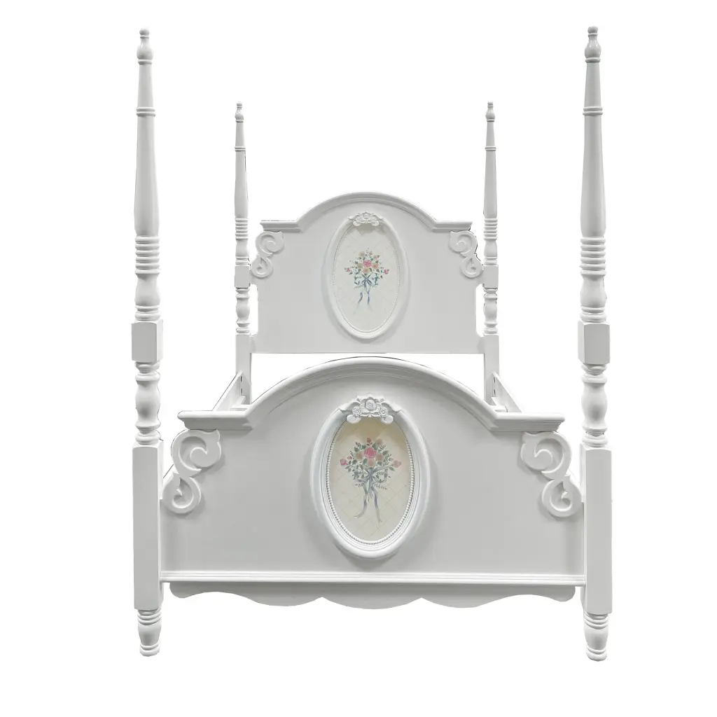 Flora Full Bed Poster White Finish Timber Bed Frame BD01637F acme onsite store