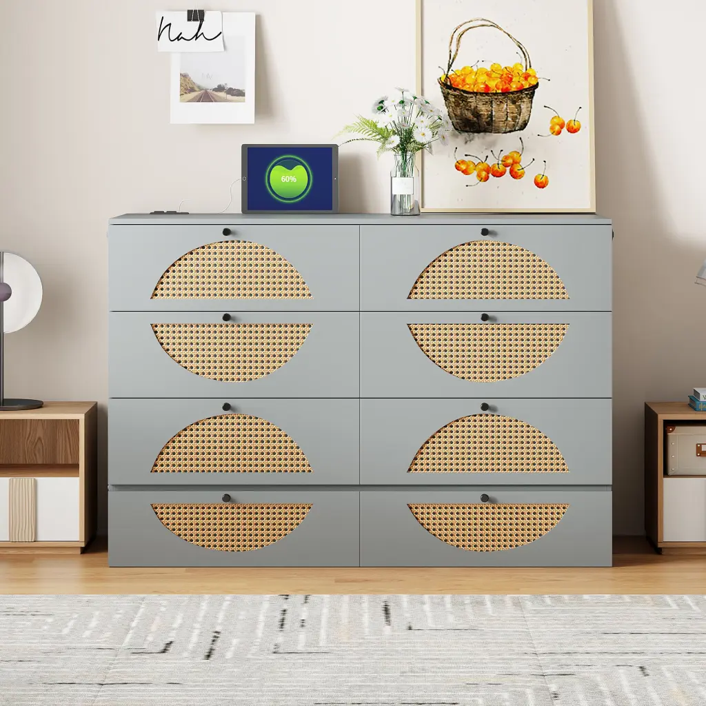 Full Size Murphy Bed Large Drawer USB Ports Outlets Gray Full Wall Bed lucky furniture