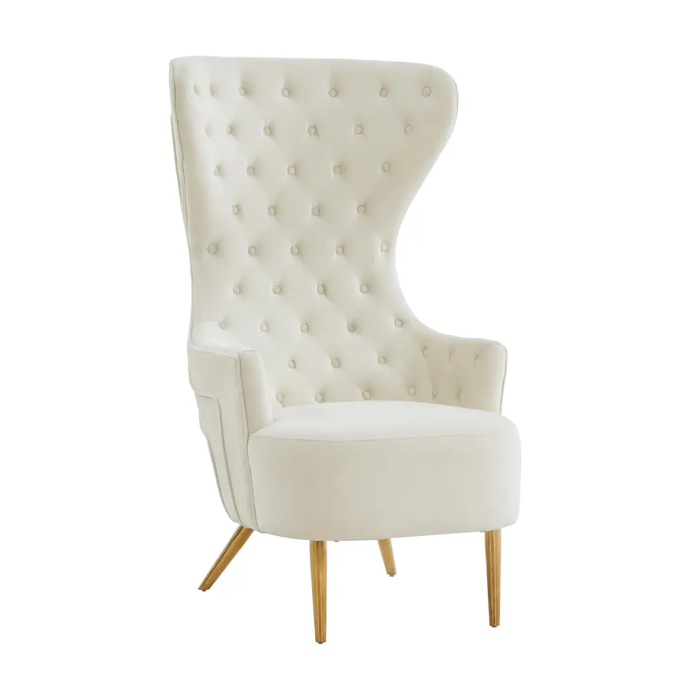 Jezebel Cream Plush fabric Wingback Chair - UK