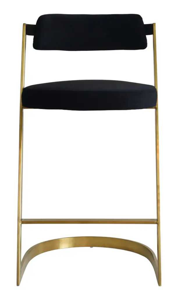 Modrest Shandra - Black Plush + Gold Counter Stool
