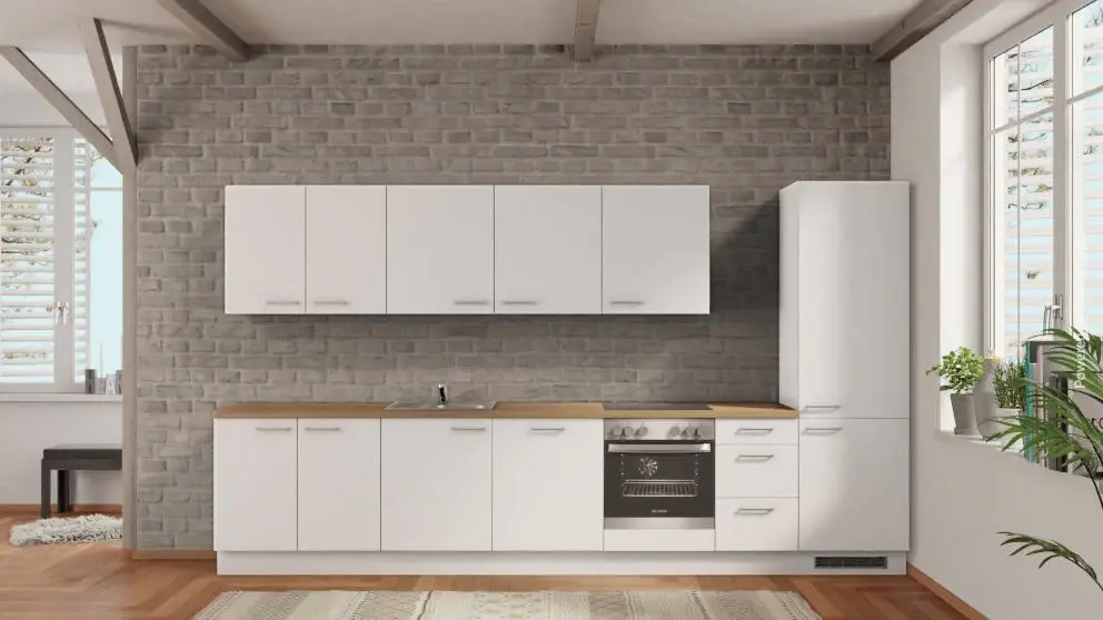 nobilia office kitchen unit Filderstadt 375 cm snow oak Sierra --