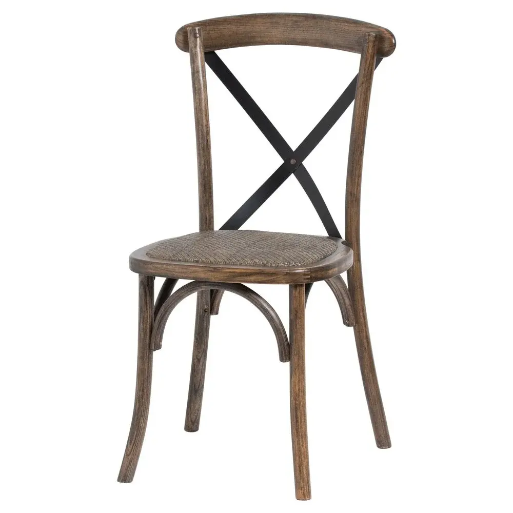 Space-Saving Foldable Cross Back Dining Chair - Oak