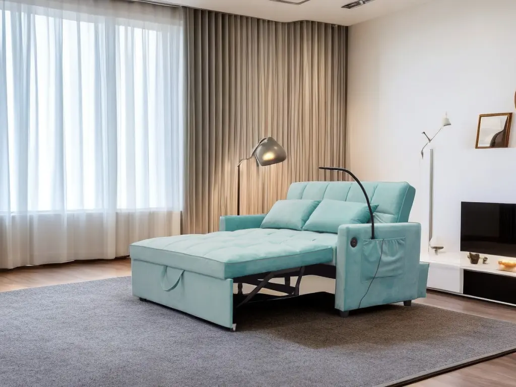 3 1 Convertible Sleeper Sofa Bed Modern Peacock Blue Velvet Fabric redde boo co.- ltd w1183