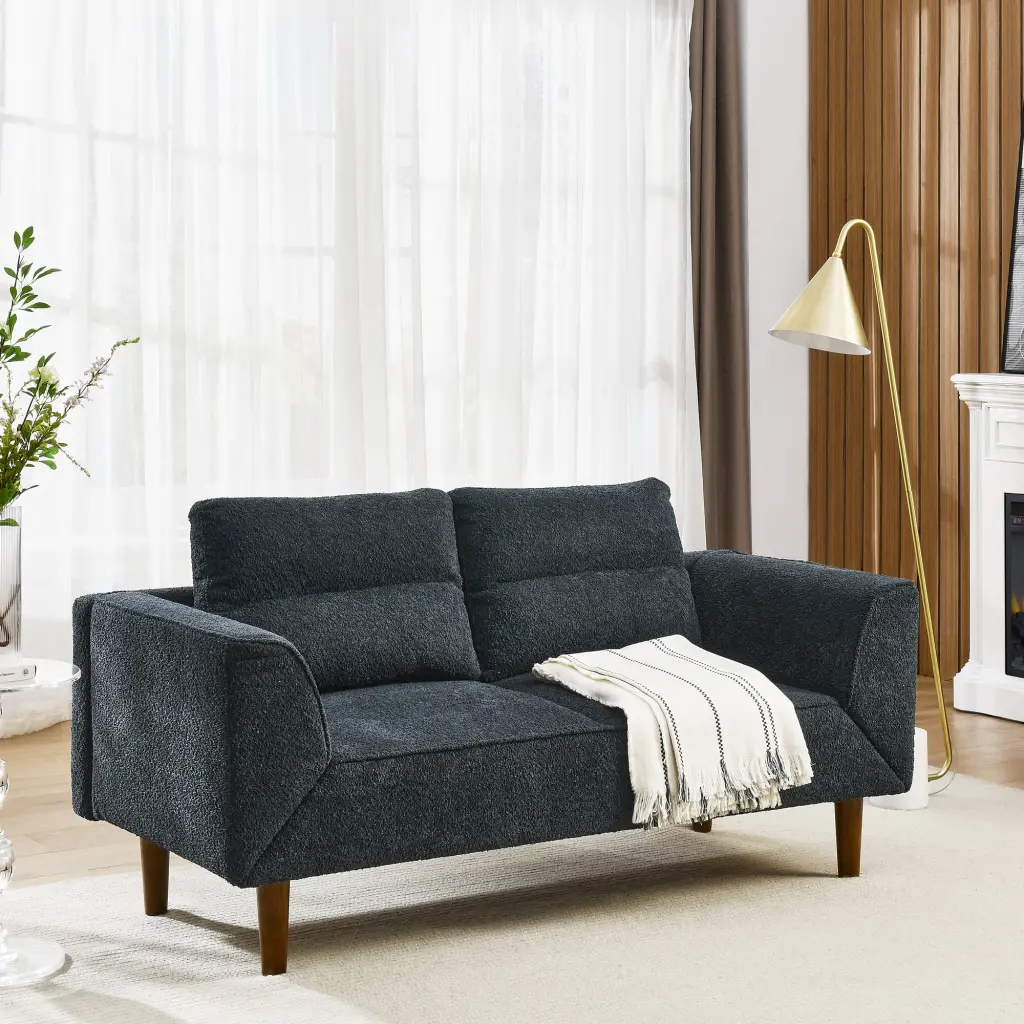 Convertible Futon Sofa Bed Adjustable Backrest Small Spaces chuangyuan smart home