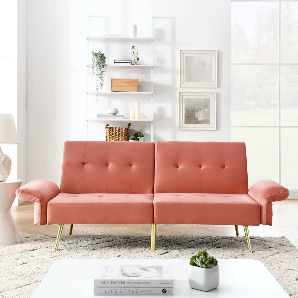 78 Inch Italian Velvet Futon Sofa Bed Convertible Sleeper Loveseat Couch dg chuang ying