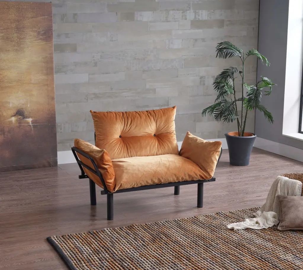 Sona Futon Mustard Metallic Beautiful Seat Convertible Sofa furnia