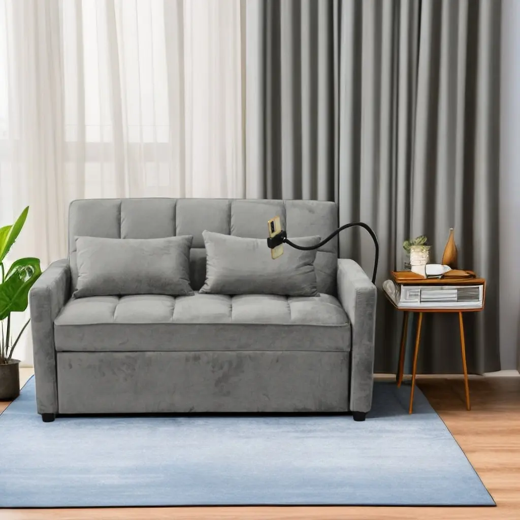 Modern Velvet Loveseat Futon Sofa Couch Pullout Bed 55.33 Inch redde boo co.- ltd w1183