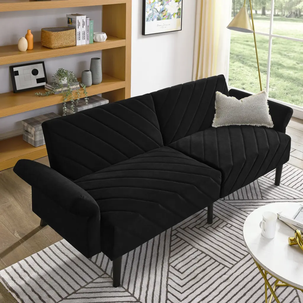 Velvet Futon Couch Convertible Folding Sofa Bed Adjustable Back royal star