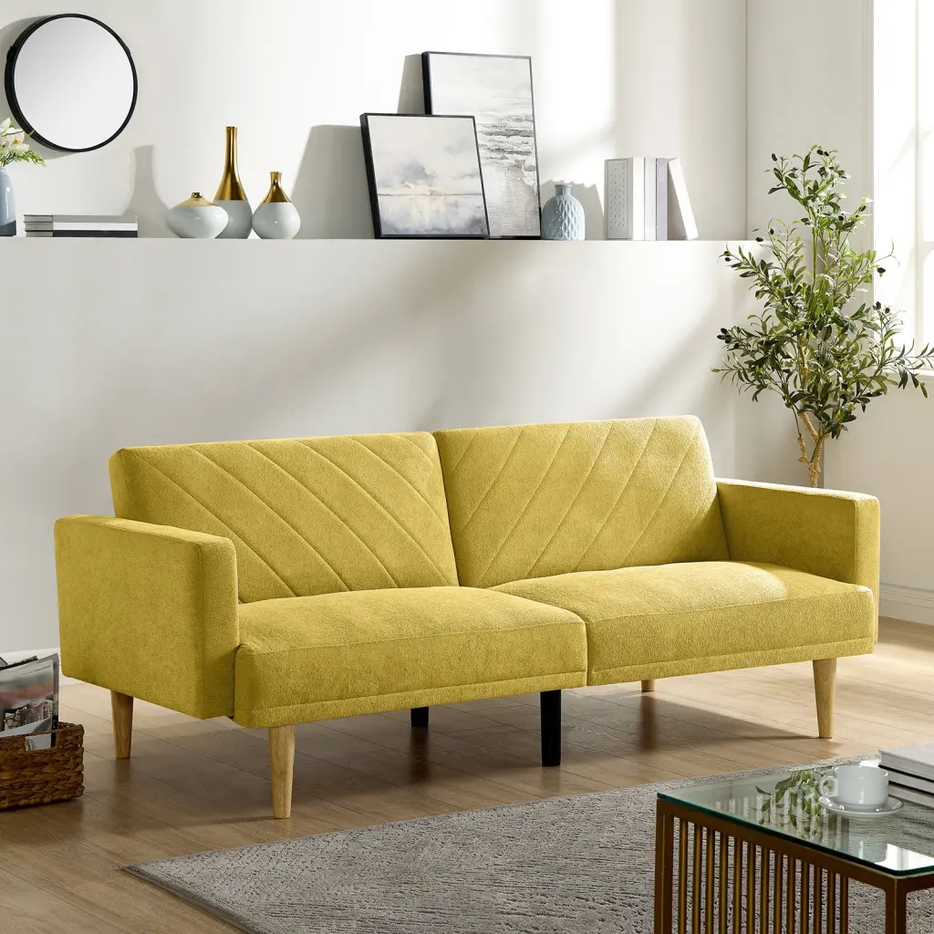 Multi Practical Futon Sofa Bed Tapered Wood Legs Small Spaces samhao