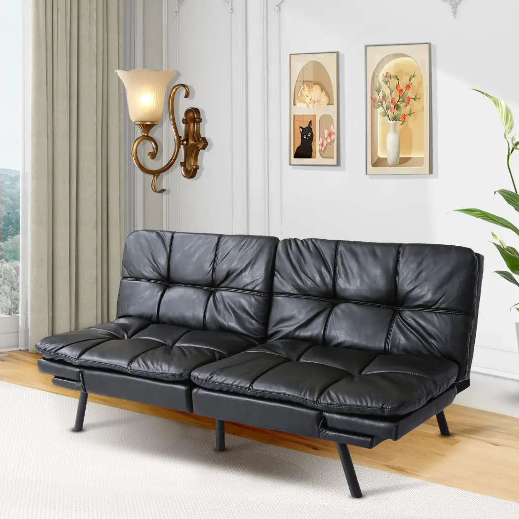 Futon Sofa Bed Customizable Backrests Sleeper Couch Small Spaces singularity