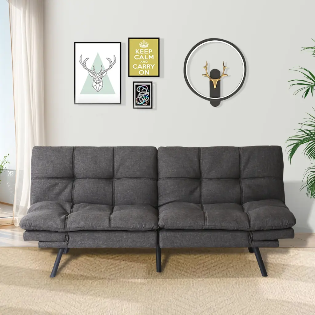 Futon Sofa Bed Customizable Backrests Sleeper Couch Living Room singularity