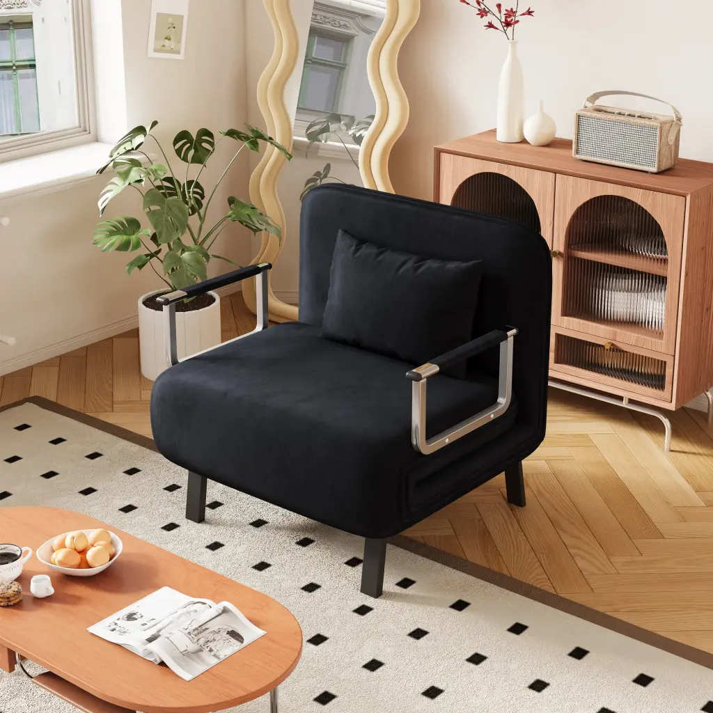 31.5 Inch Convertible Chair Bed Tri Fold Sofa Bed Customizable Backrest tang gong furniture factory