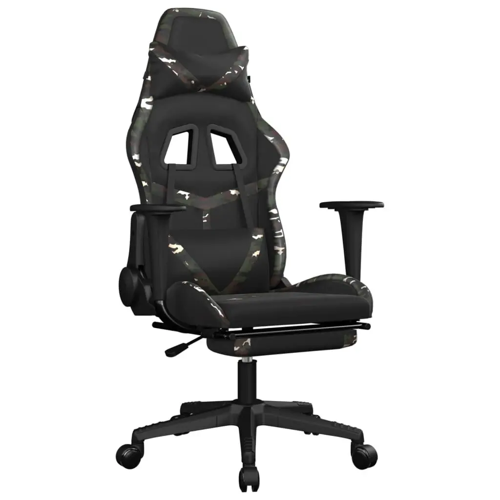Black and Camouflage Faux Leather Gaming Chair Footrest Ergonomic Office Chair