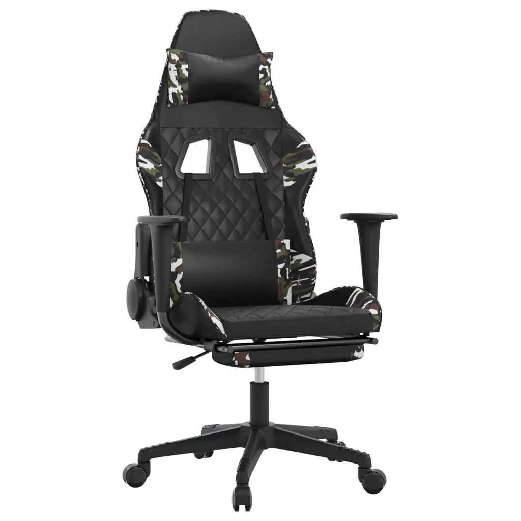 Gaming Chair Footrest Black and Camouflage Faux Leather