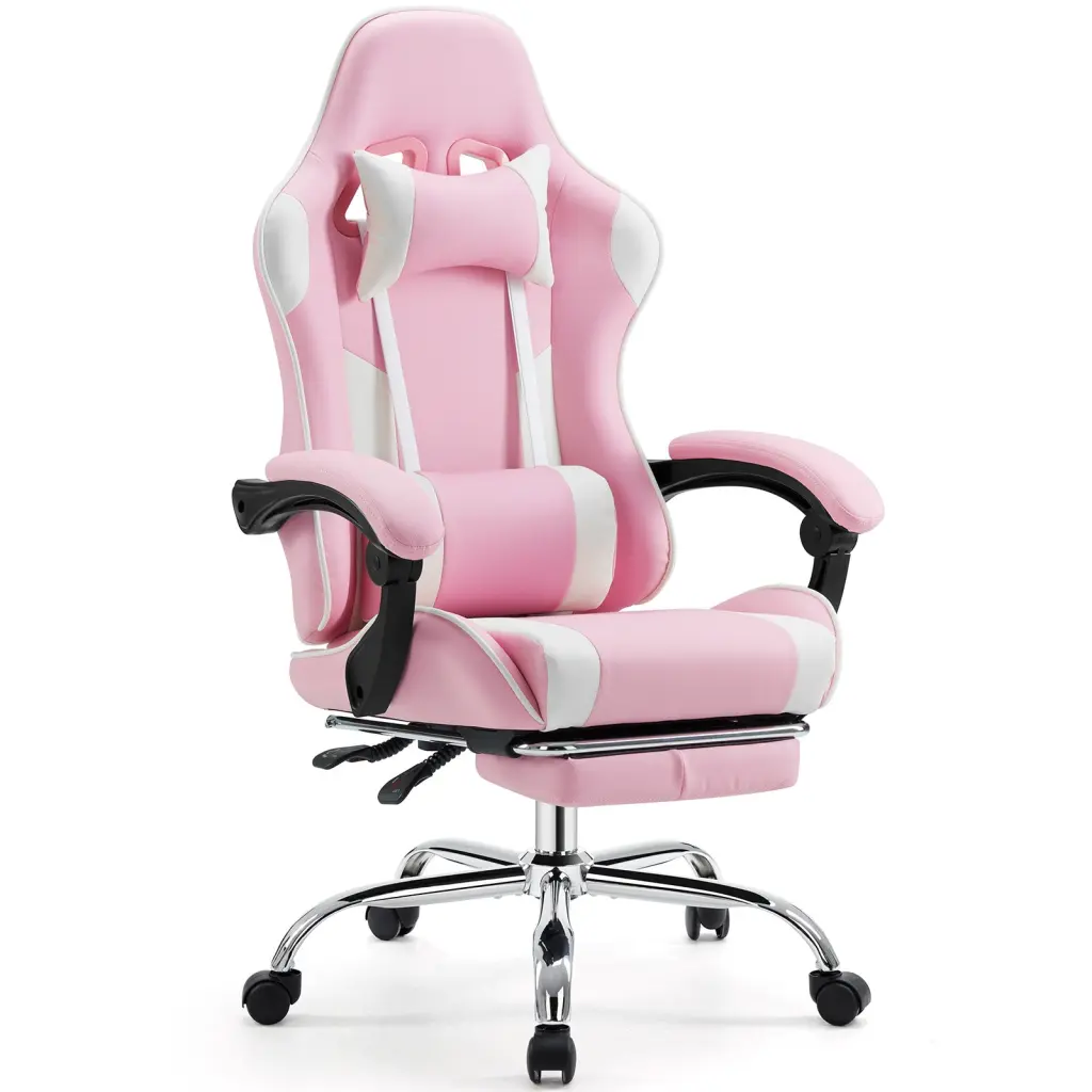 Video Game Desk Chair Comfort fit Computer Chair Footrest And Lumbar Support w2201