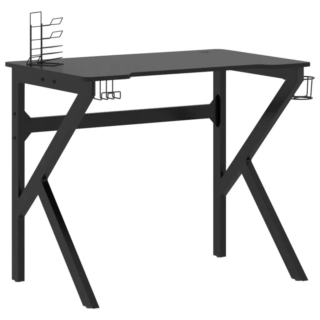 Black Gaming Desk K Influence Legs 35.4x23.6x29.5 Inches Modern Workstation