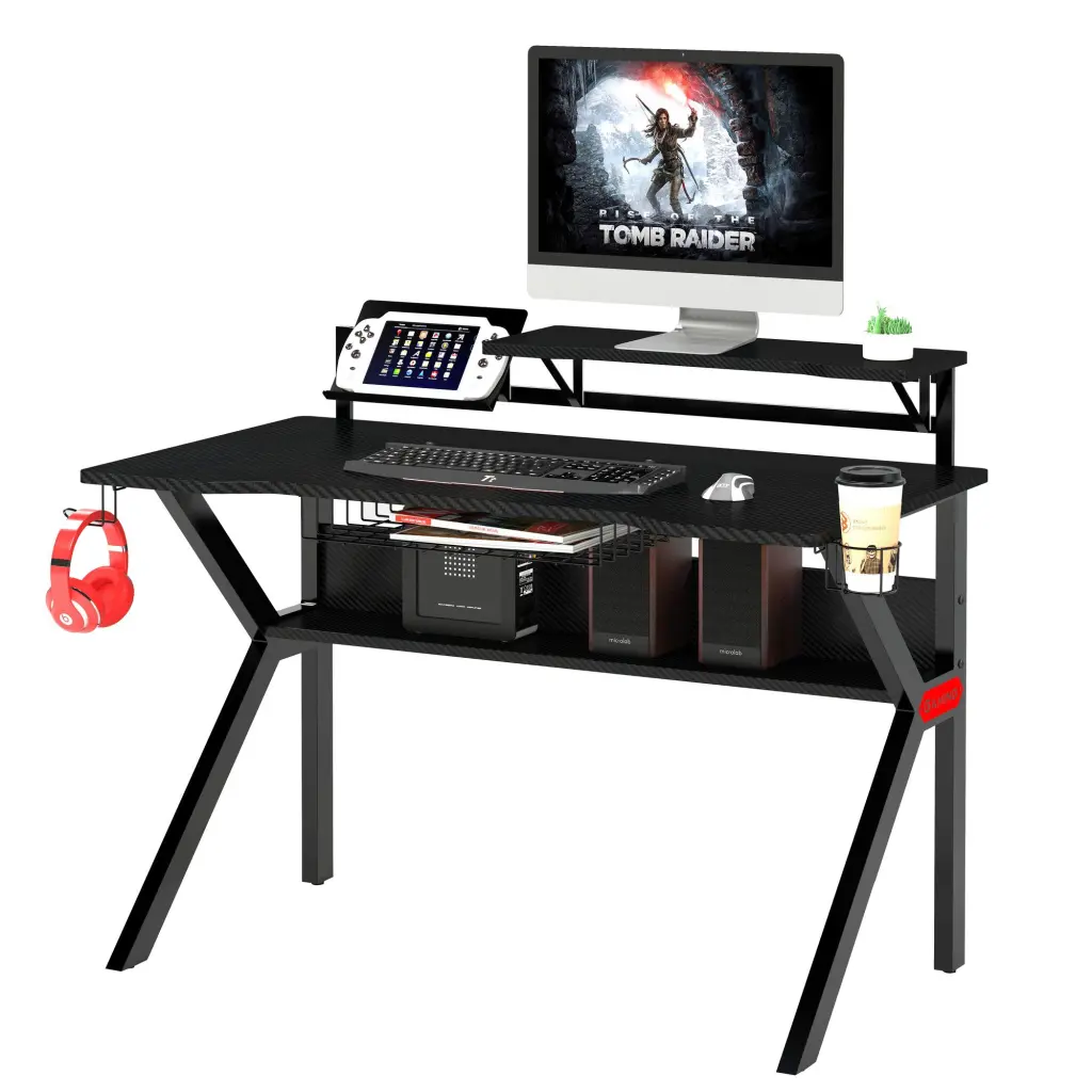 PVC Coated Ergonomic Metal Frame Gaming Desk K Influence Legs Black royal hampton
