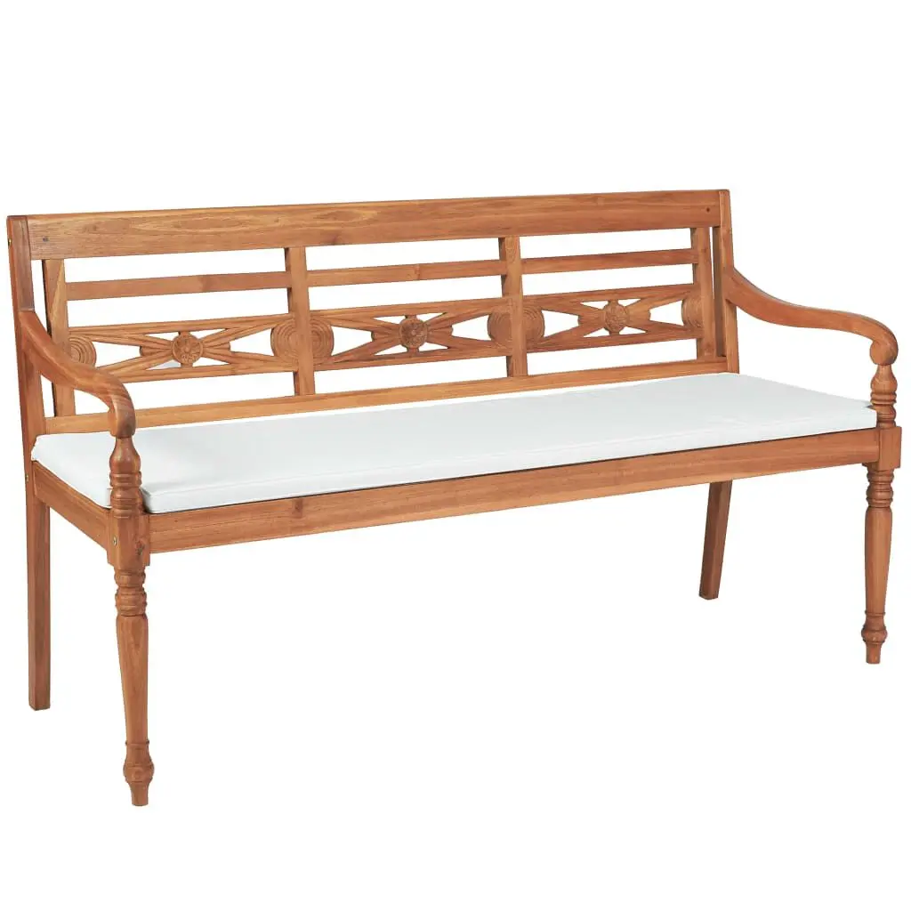59.1 Inch Teak Batavia Bench Weatherproof Cushions