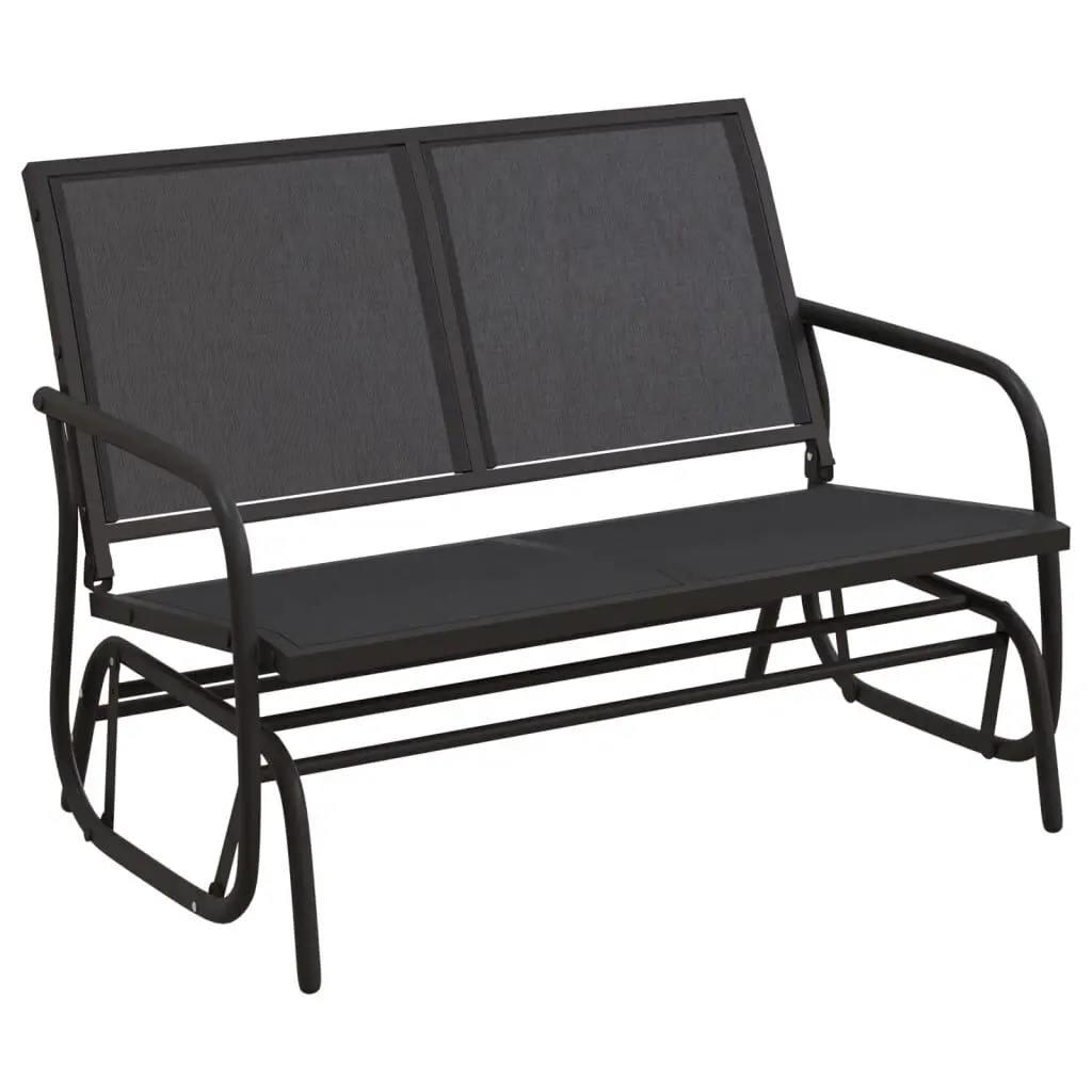 Garden Glider Bench Black 47.4x29.9x34.1 Inches Textilene & Steel Outdoor Bench