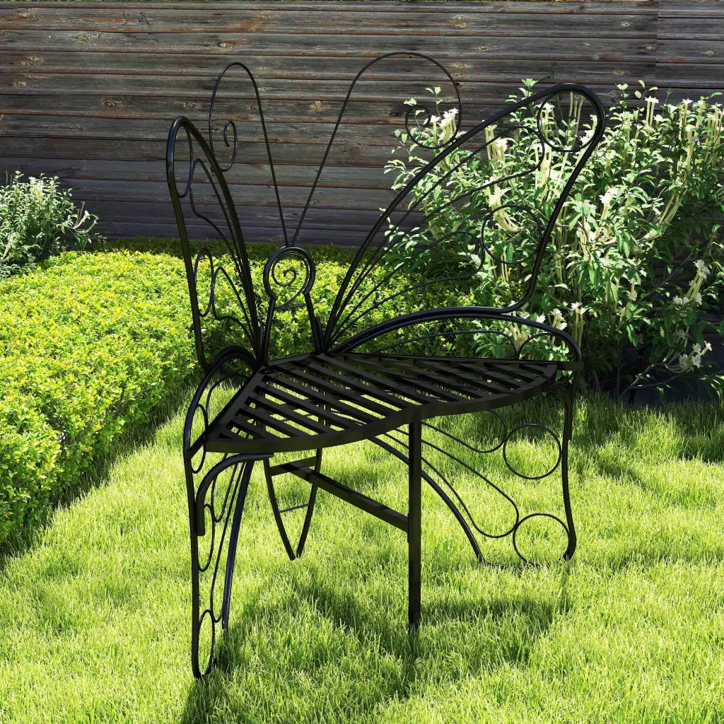 Modern Butterfly Cast Metal Garden Bench Outdoor Bench Patio Seat rnb