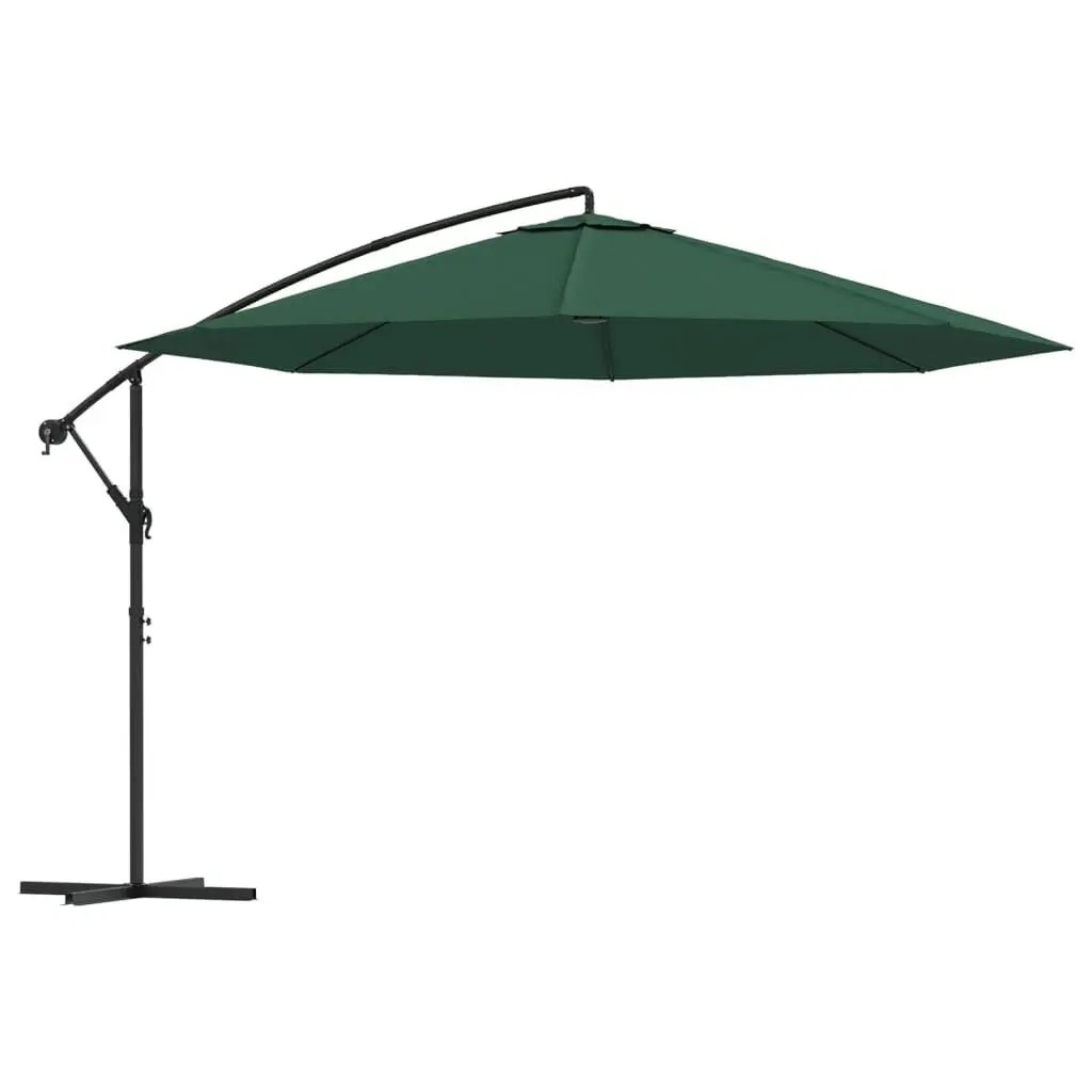 137.8 Inch Green Cantilever Garden Parasol UV Protection