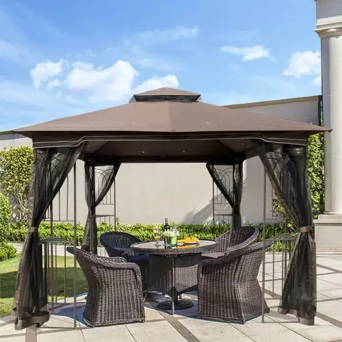 10x10 Outdoor Patio Gazebo Canopy Tent Double Roofs and Mosquito Nets