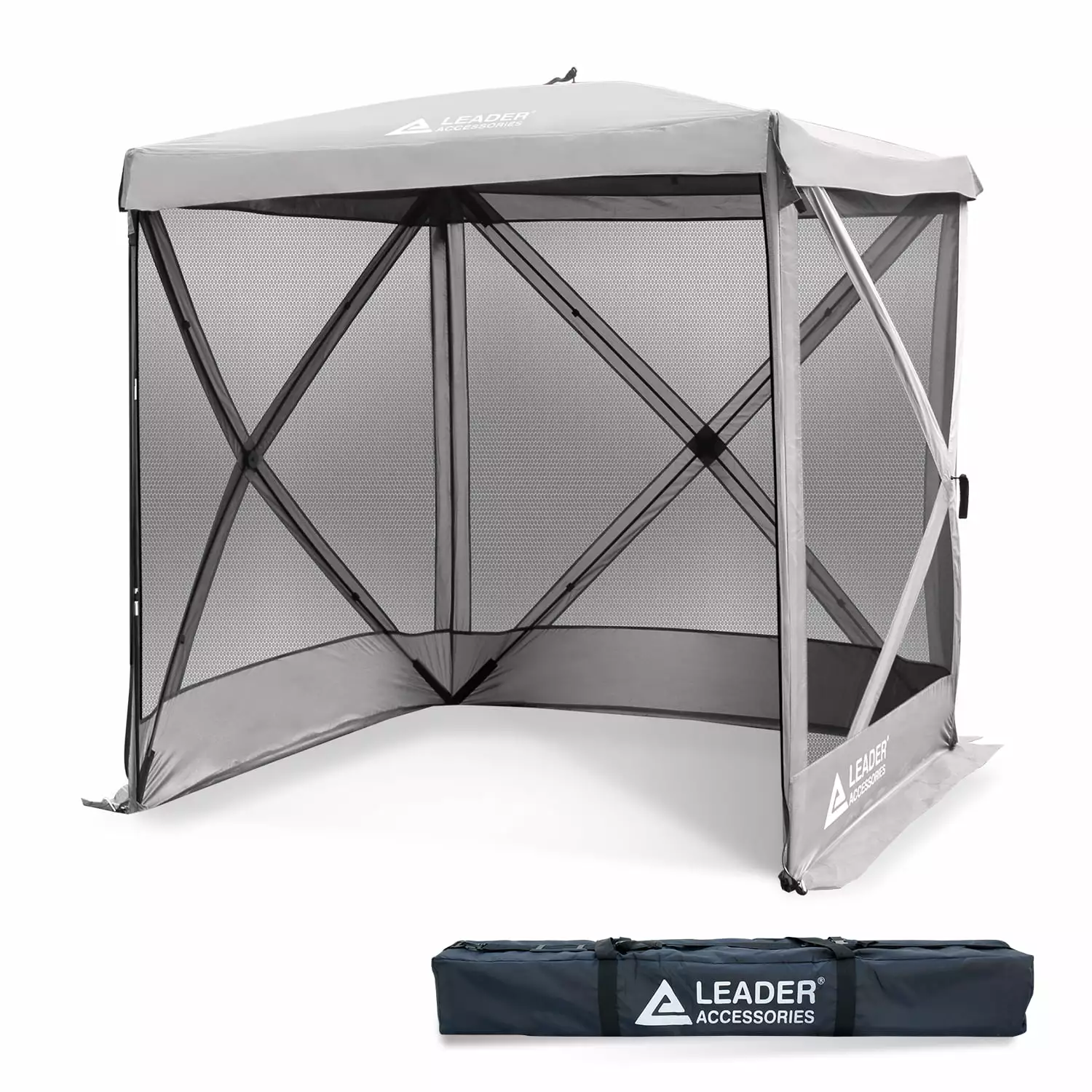 Leader Accessories Pop Up Outdoor Gazebo Screen Camping Tent Canopy 6 Persons Grey