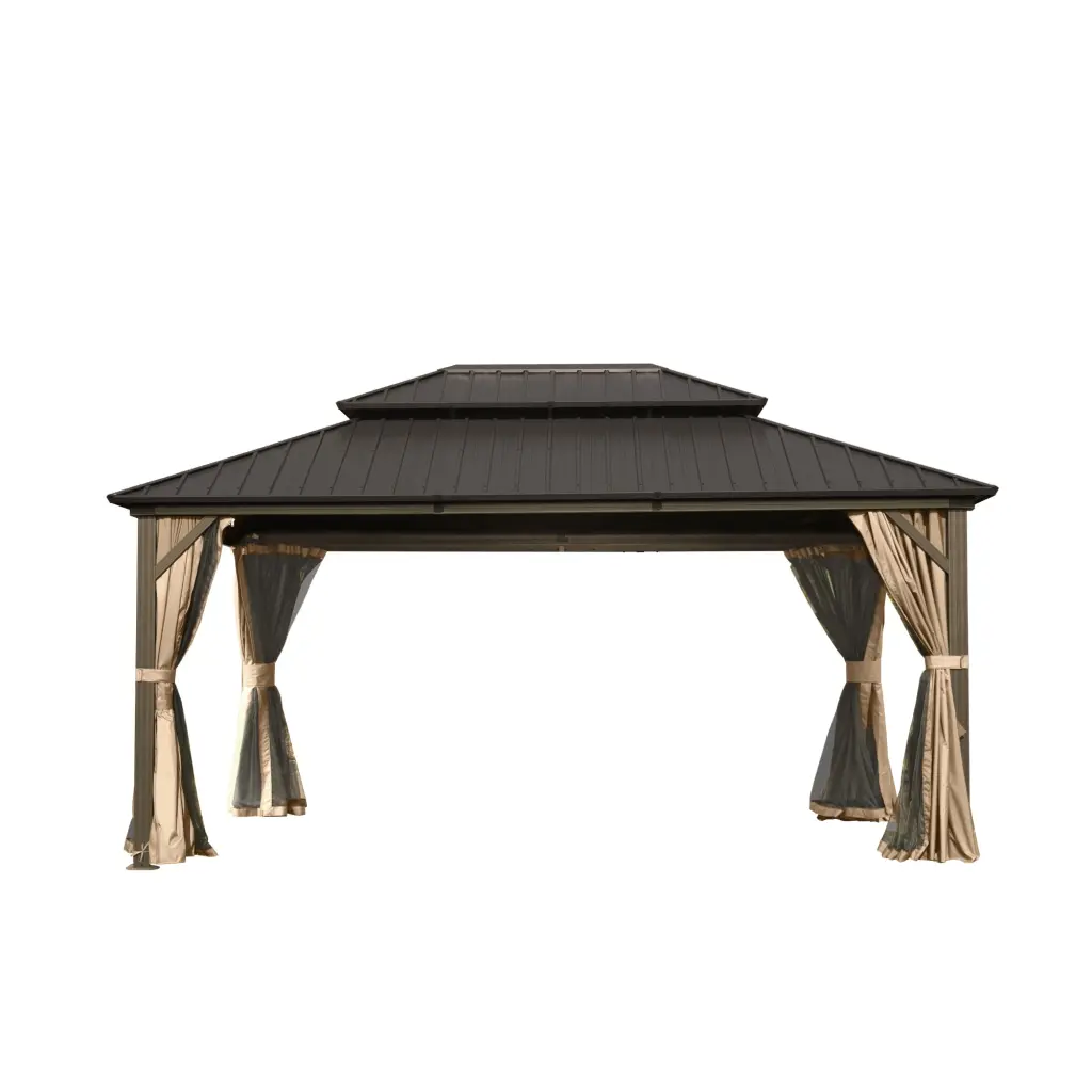 12x14 Feet Hardtop Gazebo Light Metal Metallic Galvanized Alloy Frame crefise patio life