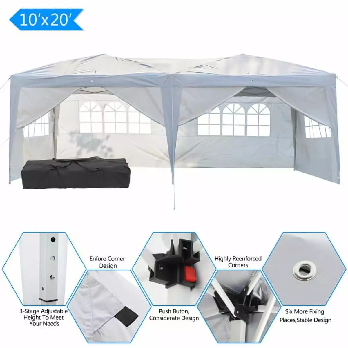 3x6m Four Windows Waterproof Folding Tent Outdoor Gazebo