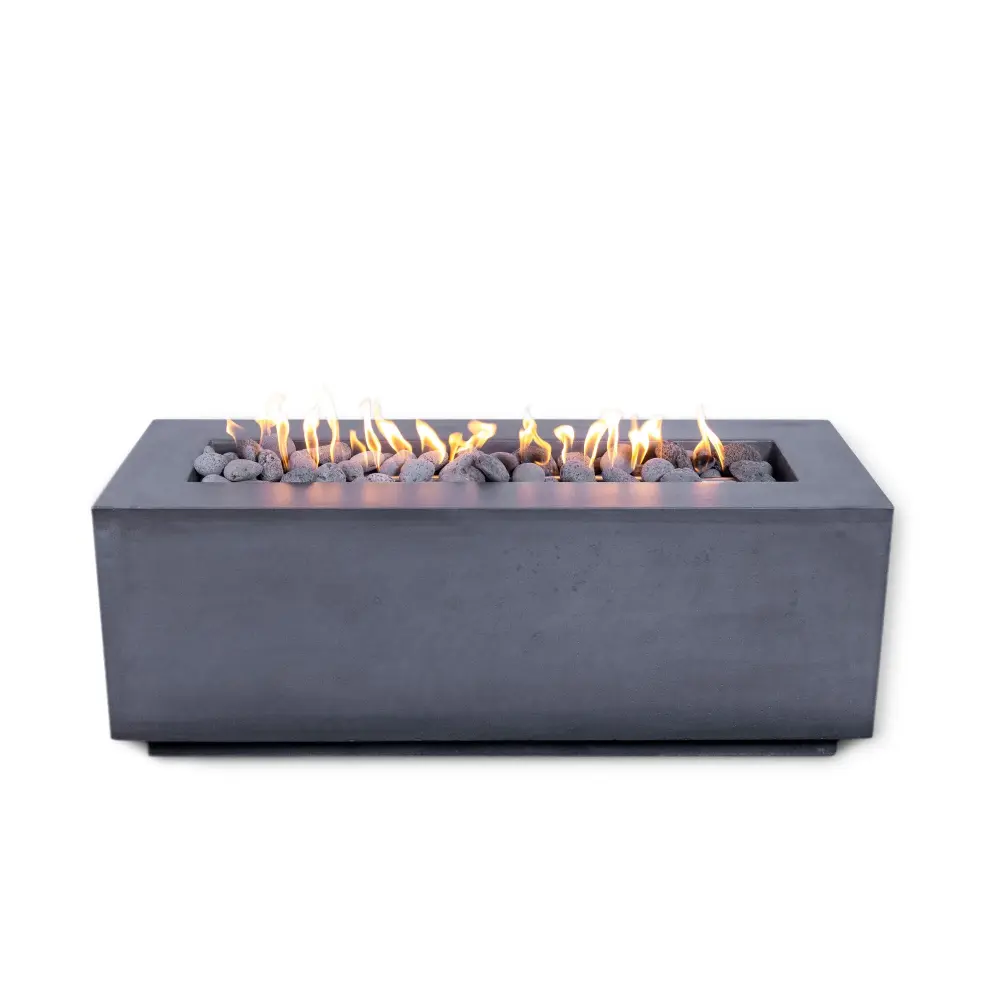 Wall Mount MESA 1 - 48" Premium Rectangular Cement Fire Pit Table Bowl GFRC Square Concrete - Authentic Gas or Propane Cha...