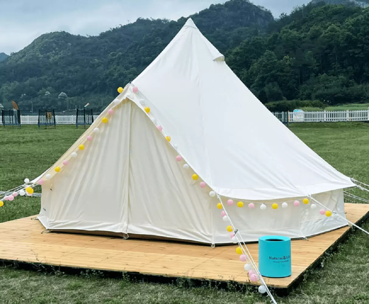 Outdoor Luxury Waterproof 4M Oxford Bell Tent Stove Hole Dome Yurt Glamping Tent 3-10 Persons 13
