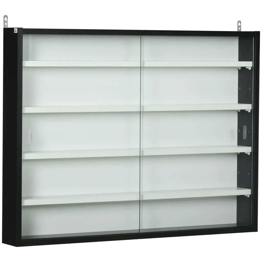 Homcom 5 Tier Glass Presentation Cabinet 2 Doors Adjustable Shelves aosom business