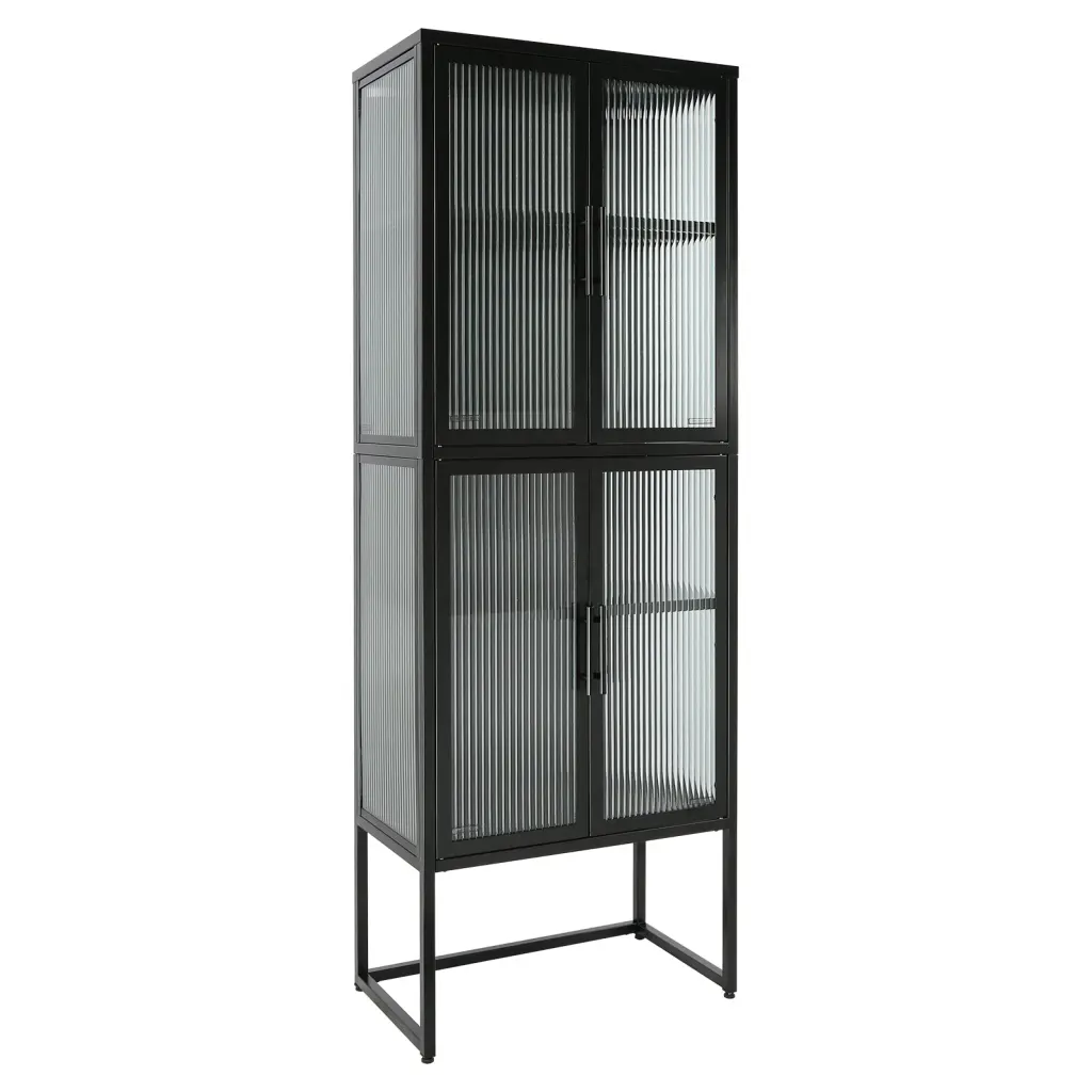 Chic 4 Door Tempered Glass Cabinet Customizable Storage Shelf rnb