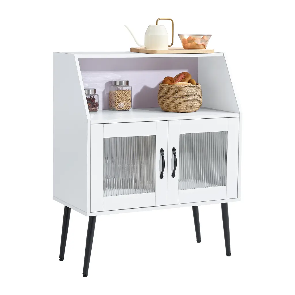 Sideboard Buffet Cabinet Glass Door Modern Dining Room Storage rnb