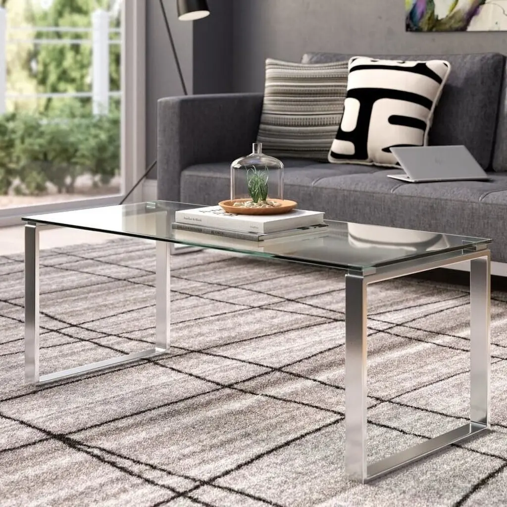 C2A-3073 Ashley Glass Coffee Table Modern Living Room Center Table