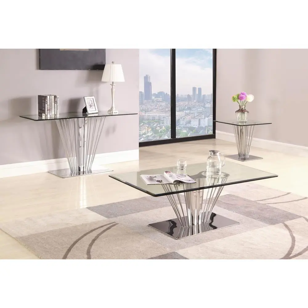 27 . Clear Cocktail Table Living Room Chintaly Imports