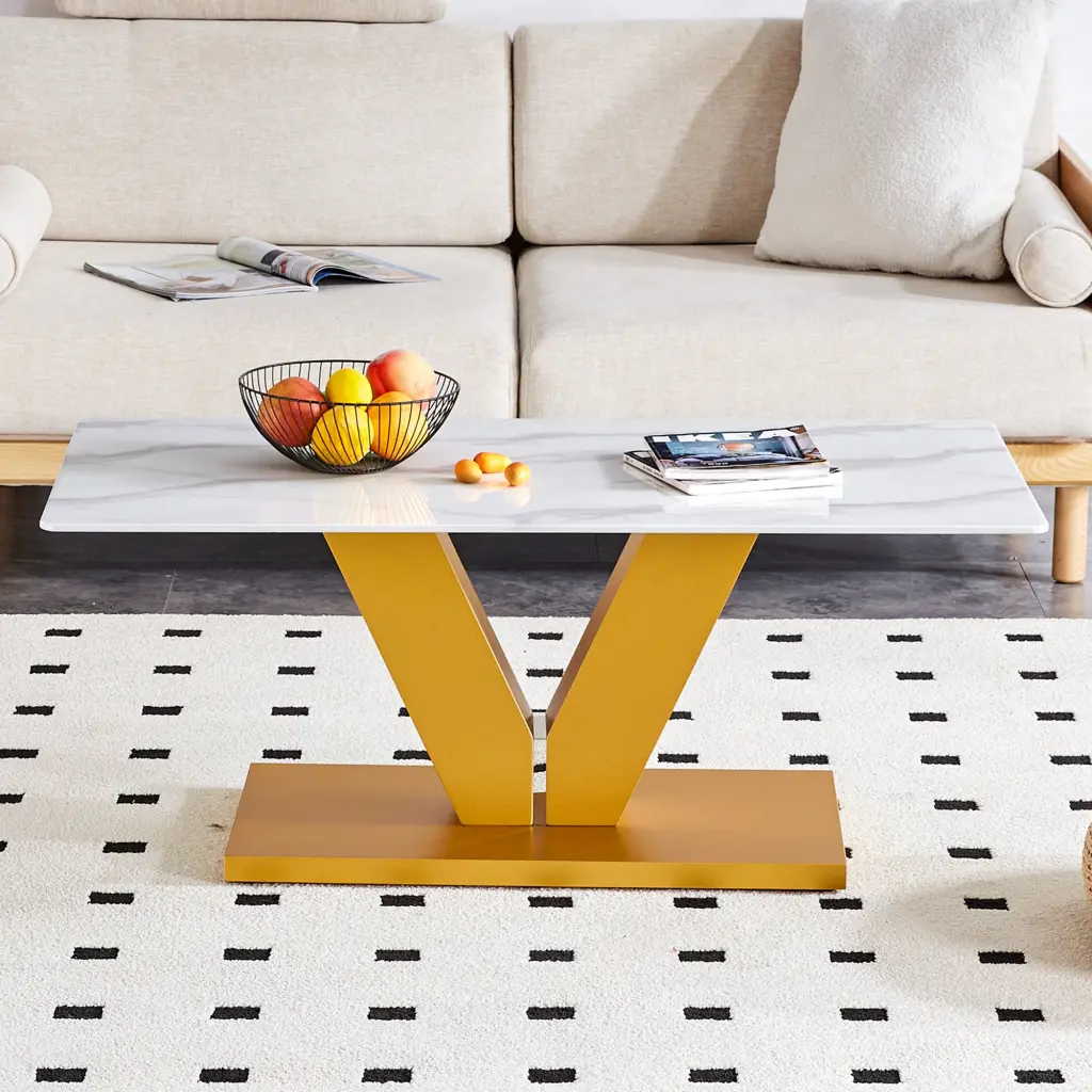 Modern Minimalist Coffee Table Tempered Glass Top droom w-1151