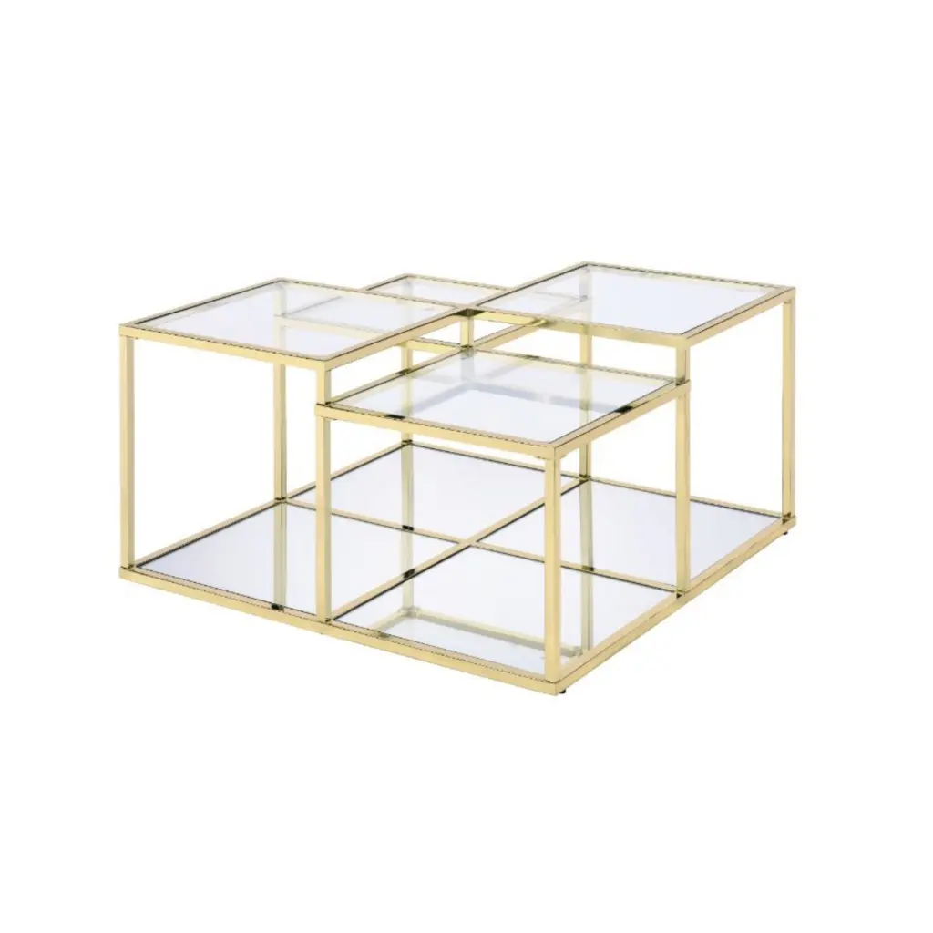 Ergode Coffee Table Clear Glass Gold Finish Living Room