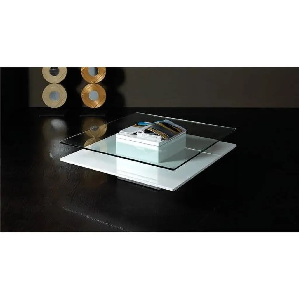 HomeRoots Modern White Glass Coffee Table 14 x 39 x 39 Inches