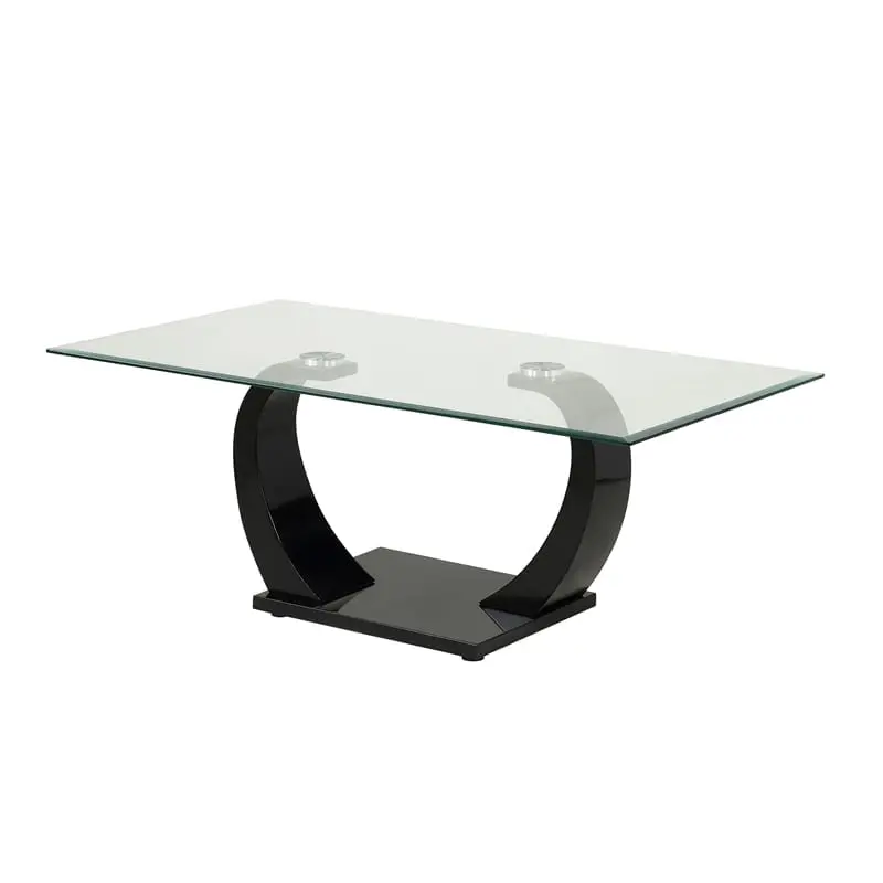 Kingfisher Lane Contemporary Glass Coffee Table Black Base