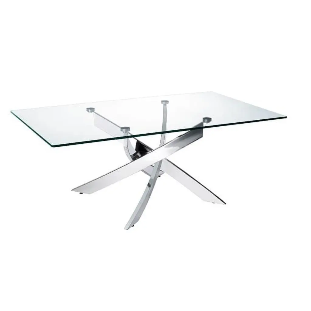 Modern Glass Coffee Table 18 x 47 x 28 Inches Clear Tempered Glass Top Sturdy Metal Frame MadeToOrder