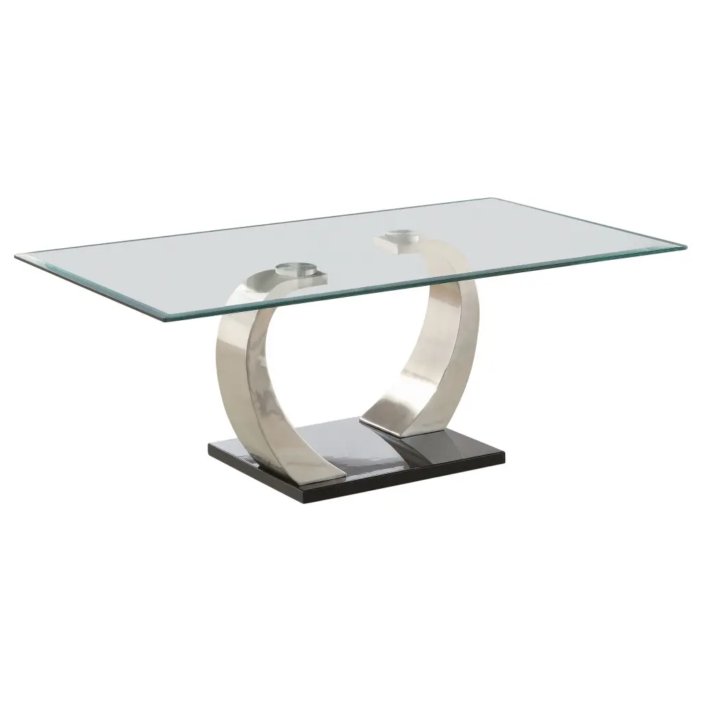 Pruitt Glass Top Coffee Table Clear and Satin Modern Living Room Center Table Modon